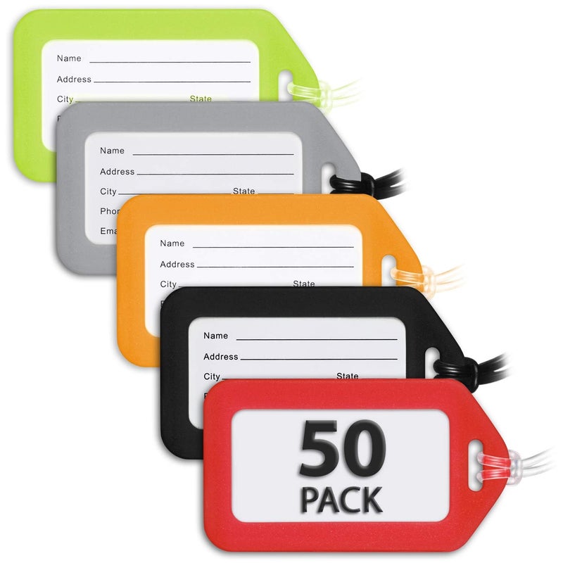 MIFFLIN Luggage Tags (Variety, 50 PK), Bag Tag for Baggage, Suitcase Tags Bulk - Image 1